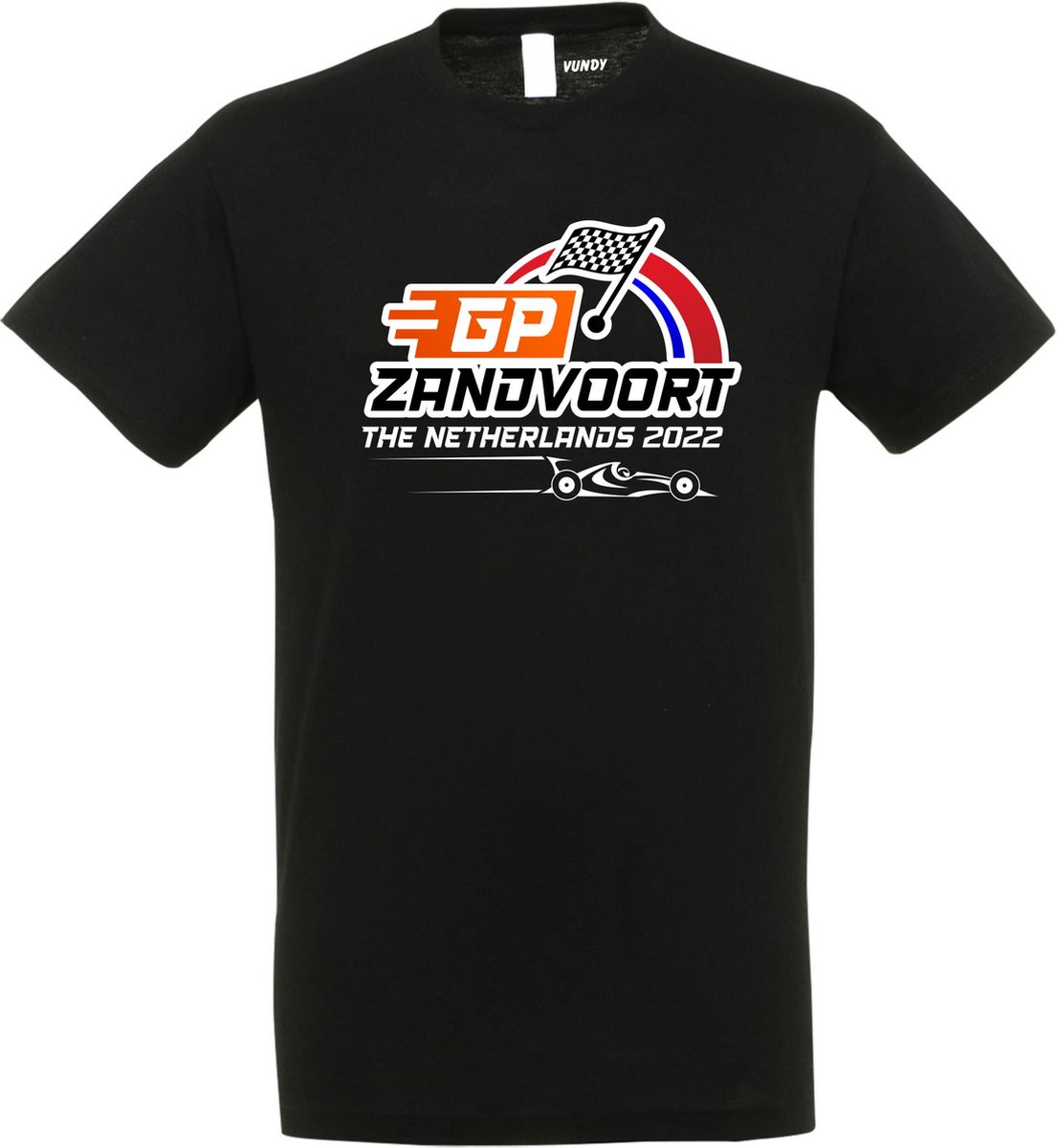 T-shirt vlag GP Zandvoort 2022 | Max Verstappen / Red Bull Racing / Formule 1 fan | Grand Prix Circuit Zandvoort 2022 | zwart shirt | Zwart | maat S